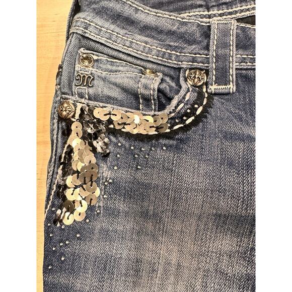 Miss Me Womens Jeans Flare Velvet Stripe Side Size 27 JE5688TL Embellished - Picture 2 of 7